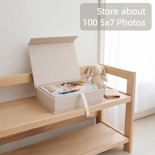 Photo Storage Box 5x7, Keepsake Box - Beige - color: Beige, size: 5"x7"