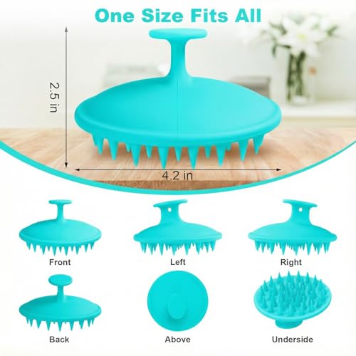 Meartchy Silicone Scalp Massager Shampoo Brush, Scalp Brush for Hair Growth & Dandruff Removal, Hair Scrubber Scalp Stimulator Exfoliator Brush with Soft Bristles for Wet Dry Scalp Care (Lake Blue) - color: Lake Blue