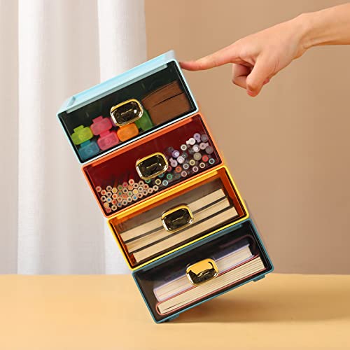 Desktop Storage Drawers, Stackable Countertop Organizer with Drawers - color: 2 Middle Drawers, OG & YE