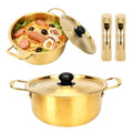 2-Pack Stainless Steel Korean Ramen Pot 7" & 7.8" with Lid Utensils