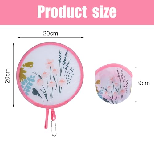 4 Styles Flower Round Foldable Hand Fan Japanese Foldable Fan Style Handheld Foldable Compact Cooling Fans,Round Folding Fan for Outdoor Games,Xmas Decoration,Festival,Party Favors,Travel,Events - color: 4Pcs Flowers