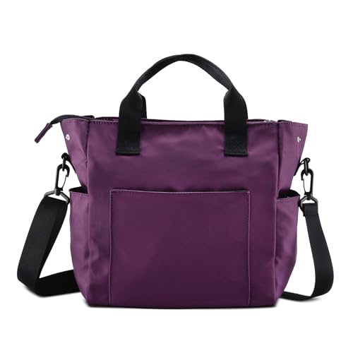 Crossbody Shoulder Bag for Women - Water Resistant Casual Handbag Purse with Multiple Pockets, Adjustable Strap - color: Purple