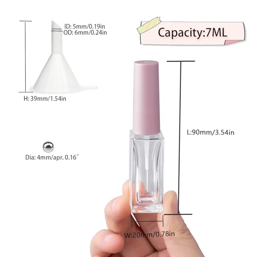Nail Art Liner Empty Bottles 7ML, 6 Pack Empty Blooming Nail Polish Bottles with Brush & Mixing Balls & Funnels for Nail Decoration DIY Art (Not for Gel) (PINK) - color: PINK