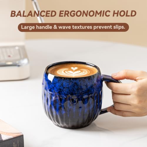 Deep Cobalt Ceramic Mug, 21oz Reactive Glaze Coffee Mug, Office Gift - color: 21OZ -A- Deep Cobalt · FOCUS