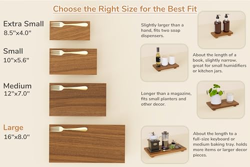 Large 16" Acacia Wood Riser Pedestal Stand for Kitchen Counter - size: Large:16"x 8"