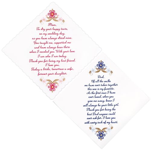 Mother of the Groom Gift Wedding Handkerchief Something Blue - color: Mom & Dad