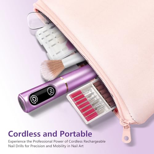 TUOBEO Cordless Nail Drill Electric Nail File Kit, Rechargeable Efile Set - color: Purple