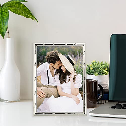 YiPinYin 5x7'' Bamboo Detail Designs Silver Metal Picture Frame 2pack,Elegant Silver Plated Baby Nurse Photo Frames 5x7'' With Soft Touch Velvet Backing for Desktop and Wall Décor - color: Silver, size: 5x7Inch 2PK