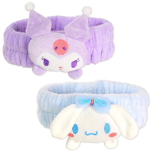 PERFECTSIGHT Kawaii Headband for Spa, Makeup, Washing Face, Party - 2 Pack Cute Hair Band for Shower Beauty Skincare, Soft Facial Headbands for Girls and Women (Purple+Blue) - color: Purple+Blue