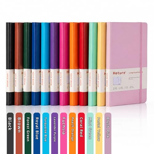 Heture Hardcover Notebooks, A5 Lined Journals Notebook for Writing 160 Pages, 8.2 x 5.5 inch, Colors Classic Ruled Notebooks for College/Work/Travel (Assorted Color, 12 Pack) - color: Assorted Color, size: 12 Pack