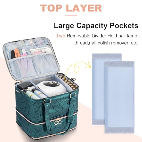 Uross Nail Polish Organizer Bag Holds 84 Bottles Nail Polish & Nail Lamp,Large Gel Nail Polish Organizers and Storage box for Nail Tech, Nail Kit Supplies Organizer Case-Darkgreen - color: Darkgreen, size: X Large - 11 x 9.5 x 13 inch (84 bottles)