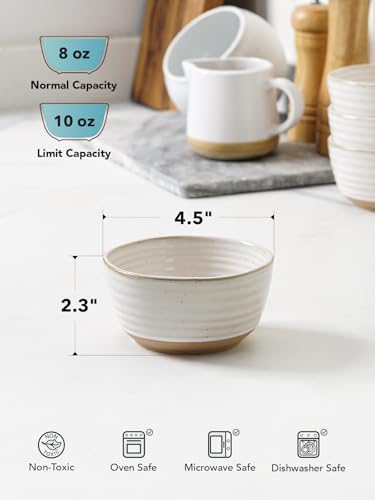 LE TAUCI Small Bowls 10 oz, Ice Cream Bowl, Ceramic Stoneware Bowl, Bowls Set for Dessert, Fruits, Side Dishes, Suit For Housewarming - 4.5 Inch, Set of 4, Arctic white (Pack of 3) - size: 4.5 inch (Pack of 3)