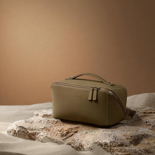 EACHY Travel Makeup Bag for Women, Faux Suede Cosmetic Bag, Green, Medium - color: D - Green, size: Medium