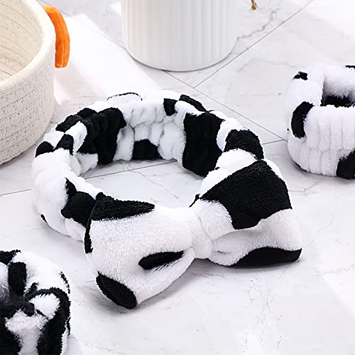 Hanaive 3 Pcs Spa Headband and Wristbands for Washing Face, Cow - style: Cow