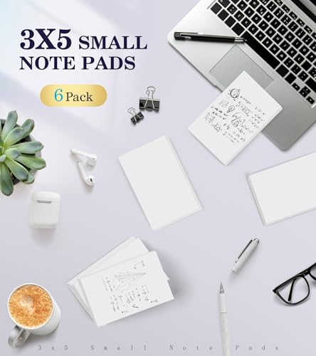 Notepads 3x5, 6 Pack Small Note Pads, Server Note Pad, Scratch Pads 3x5 - color: White- 6 Pack, size: 3x5