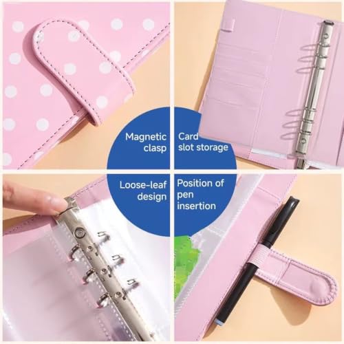  A5 Photocard Binder with 25 Pack 4-Pocket Double Sided Sleeves 6 Ring Photocard Book with 1pcs photocard holder PU Leather Cover Collector for 2x3’’ Album Cards Trading Card (Black) - color: Black