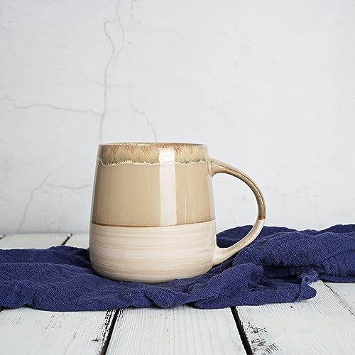 Bosmarlin Extra Large Ceramic Coffee Mug, 23 Oz, Dishwasher and Microwave Safe, Oversized Big Tea Cup, Reactive Glaze (Brown Grey) - color: Brown Grey