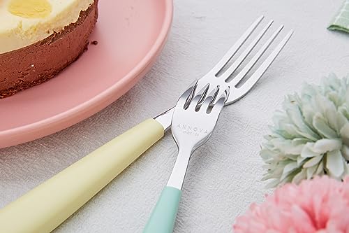 ANNOVA Silverware Set Stainless Steel Colorful Handle Tableware Kitchen Flatware Set Utensils, Includes Dinner Knives, Forks, Spoons, Salad Forks & Dessert Spoons (Pastel Mix, 20 Pieces) - color: Mixed Pastel 20Pieces