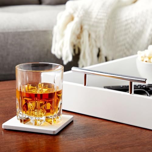 Juvale Ottoman Tray with Coasters & Interchangeable Gold & Silver Handles - 15.7" x 11.8" x 3.1" - White Rustic Wood Rectangular - Coffee Table Tray for Serving & Decorative Accents - color: White