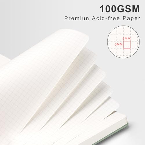 AHGXG Graph Paper Notebook, 140 Pages, B5 (7.6" x 10") - color: Sage Green, style: B5-Graph