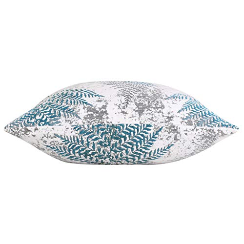 Yeiotsy Pack of 2 Nordic Style Decorative Throw Pillow Covers for Sofa Bed Card Chair Geometric Cushion Cases Jacquard Chenille (Teal Fern, 18 X 18 Inches) - color: Teal Fern