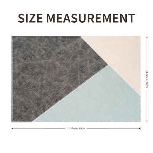 New Microfi Indoor/Outdoor Washable Faux Leather Vinyl Patchwork Placemats, Set of 4 (Blue) - color: Blue