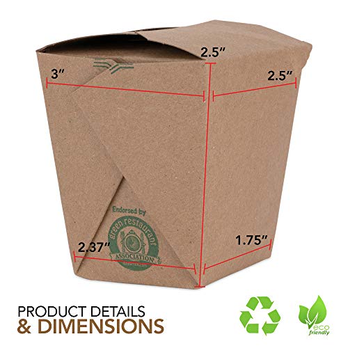 Takeout Food Containers 8 Oz Microwaveable Kraft Brown Paper Mini Chinese Take Out Box (50 Pack) Leak and Grease Resistant Stackable To Go Boxes - Recyclable Food Containers - Party Favor Boxes - size: 8 oz