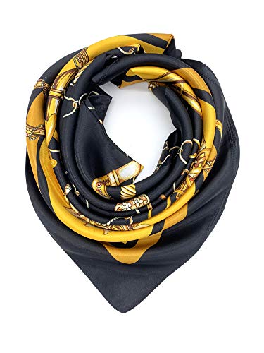 YOUR SMILE Silk Feeling Scarf Women's Fashion Pattern & Solid Color Large Square Satin Headscarf - color: 325