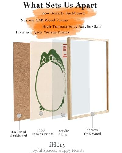 iHery 16x20in Natural OAK Wood Framed Japanese Lucky Frog Wall Art - color: Oak Wood Framed Matsumoto Hoji's Frog, size: 20"L x 16"W