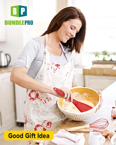 BUNDLEPRO Silicone Cooking Spoons for Nonstick Cookware, One-Piece, 2 Pack - color: Red