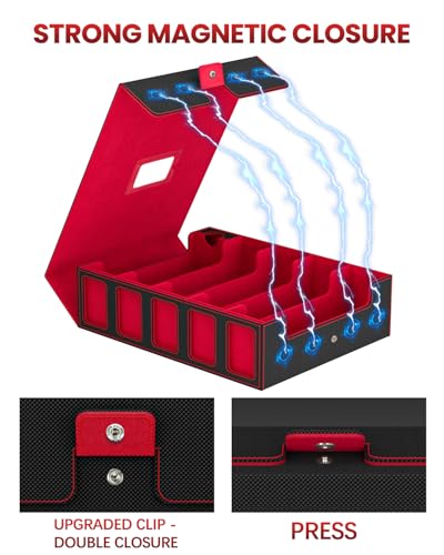 Gomyrod 5 Row 4200+ Trading Card Storage Box with Commander Display - color: Black/Red, size: 4200+