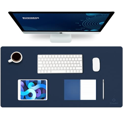K KNODEL Large Office Desk Mat, Leather Mouse Pad (31.5"x15.7", Dark Blue) - color: Dark Blue, size: 31.5" x 15.7"