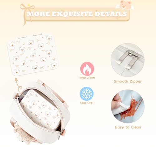 ACESAK 4PCS Backpack for Girls with Leakproof Bento Box (White) - color: Beige