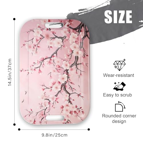Serving Trays with Handles, 14.5 x 9.8 inch Rectangular Plastic Tray for Restaurant, Kitchen, Pink Cherry Blossom - color: Pink Cherry Blossom