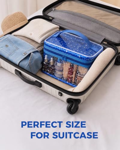 Star Clear Makeup Bag, Waterproof Travel Cosmetic Bag Toiletry bag,DarkBlue - color: Dark Blue