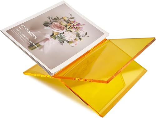 Honygebia Gold Acrylic Book Stands - Cross Frame Acrylic Book Holder, Open Bookstand for Display and Reading, Suitable for Art, Bible, Cookbook, Easel, Magazine, Textbooks 12.5" x 9.5" x 5.5" - color: Gold