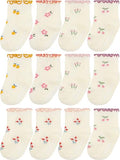 Aroveea Toddler Socks Non Slip Grip Baby Girls Kids Ankle Cute 12 Pack - color: Cream Ruffle, size: 1-3T
