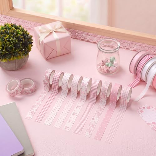 Gueevin 24 Rolls Floral Washi Tapes Set Scrapbook Supplies, Coquette - style: Coquette