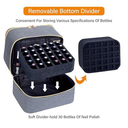 Nail Polish Organizer Holds 30 Bottles (15 ml/0.5 floz),Gray Gold - color: Gray Gold