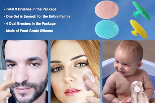 9-in-1 Face Scrubber Face Cleaning Brushes Super Soft Silicone Cleanser Brush and Facial Cleansing Massager Brush Face Cleansing Brush Set