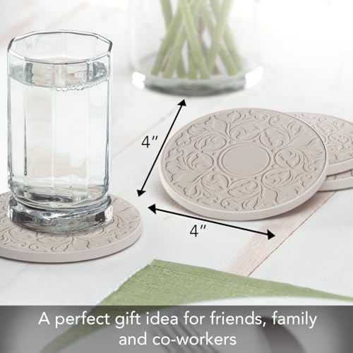 Thirstystone Victorian Lace 4 Pack Embossed Stone Coaster Set Manufactured in The USA Absorbent Classic