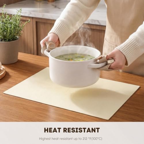 Artoid Mode Cream Faux Leather Placemats Set of 4 - color: Beige, size: 12" x 18", Rectangular Set of 4
