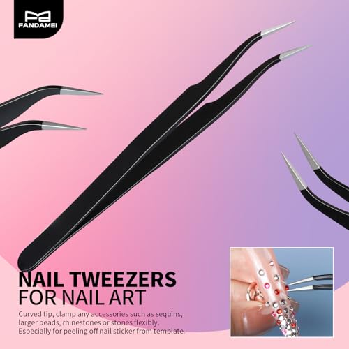 FANDAMEI Nail Art Tools, Nail Stuff, Nail Supplies, Nail Stand, Nail Brush - color: Black