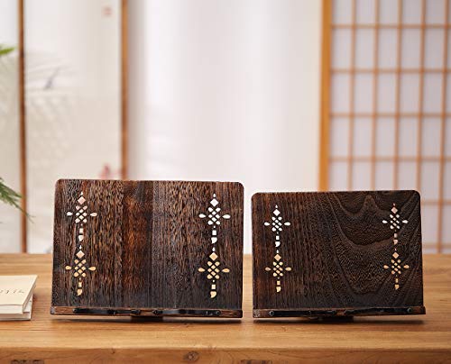 Book Stand with Page Clips, Foldable Reading Rest Holder, Portable Desk Bookrest, Cookbook/Tablet PC/Music Document Stand, Adjustable Wood Reading Frame (Chinese Knot, 11.8 x 8.7 inches) - color: Chinese Knot, size: 11.8 x 8.7 inches