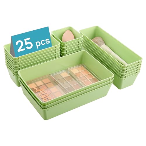 Vtopmart 25 Pack Plastic Drawer Organizers with Anti-slip Rubber Pads - color: Light Green