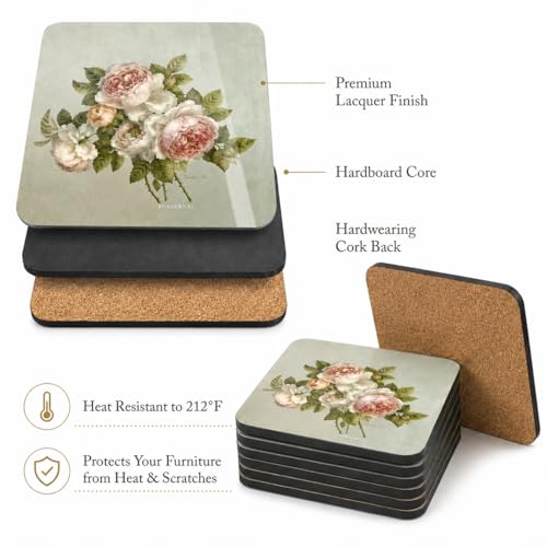 Pimpernel Coasters One Size Multicolor - size: 4" x 4" Square, style: Antique Roses