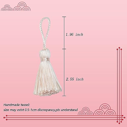 20Pcs 4.3 Inch Silky Mini Craft Tassels for Earrings, Souvenir(Beige Red) - color: #11beige Red