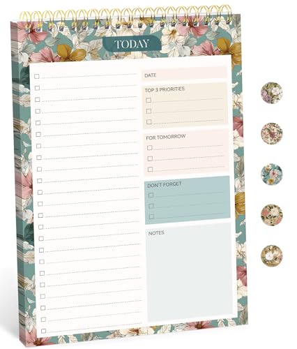 Taja To Do List Notepad, Undated Daily Planner for Work and Goal Setting - color: n-Teal Petals, size: 1 Pack