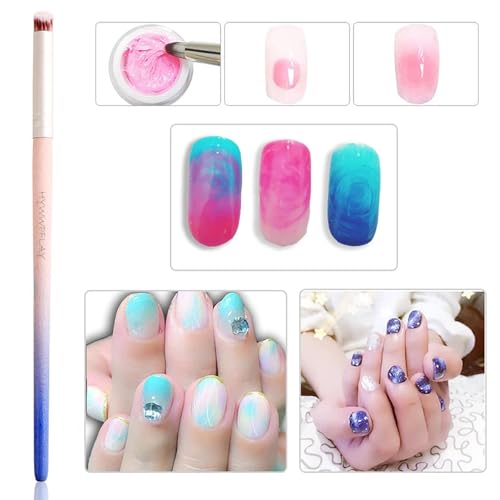 6pieces Ombre Nail Brush Wood Nail Pen Ombre Brush for Gel Nails Nail Gradient Brush Nail Design Brushes Nail Painting Kit Nail Art Tools Acrylic Nail Accessories - color: stylish ombre brush