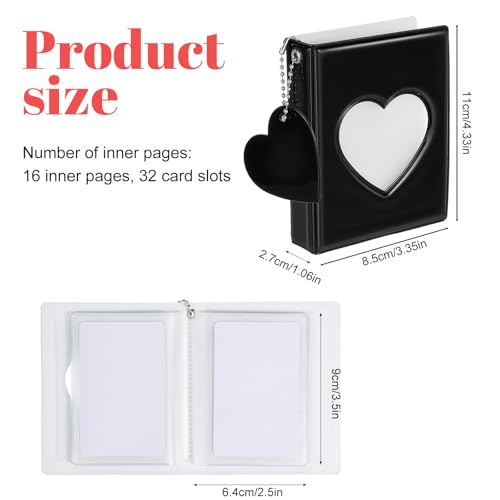 Photocard Album,3 Inch Mini Heart Hollow Photocard Binder,Black